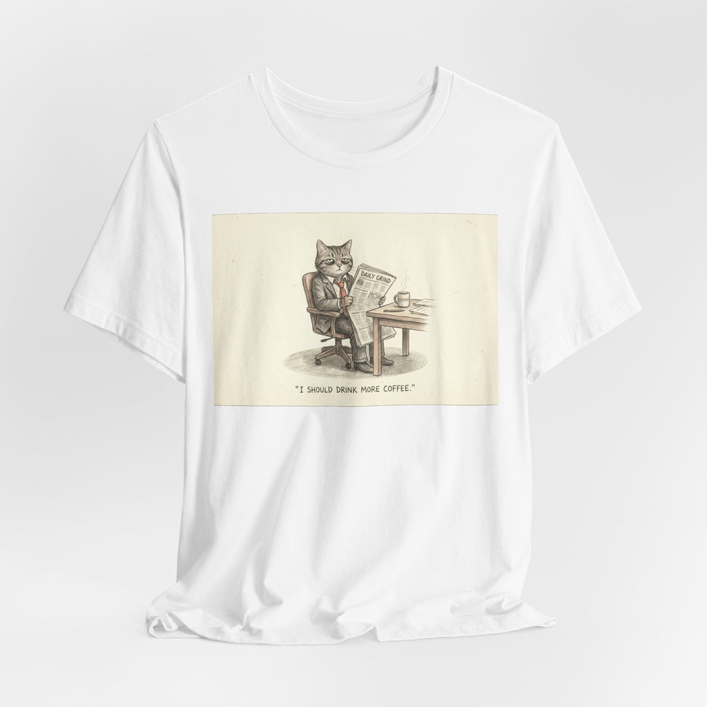 I SHOULD DRINK MORE COFFEE. — Business Cat Tee · Funny Office Humor Shirt