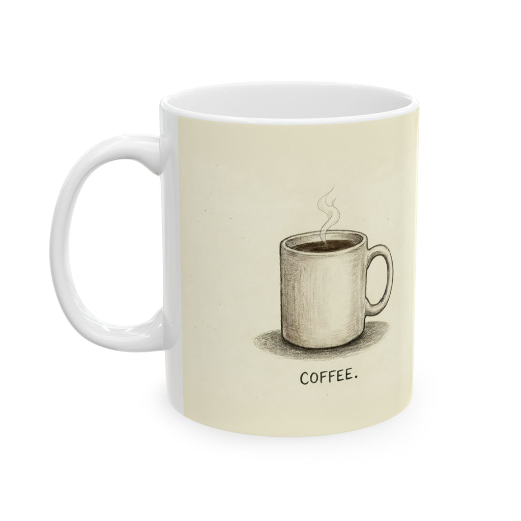 Coffee. Ceramic Coffee Mug — Minimalist Deadpan One-Word Office Mug (11oz, 15oz)
