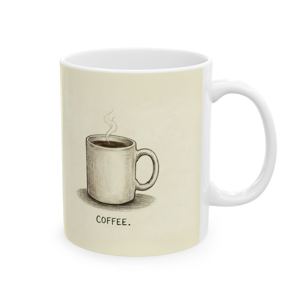 Coffee. Ceramic Coffee Mug — Minimalist Deadpan One-Word Office Mug (11oz, 15oz)