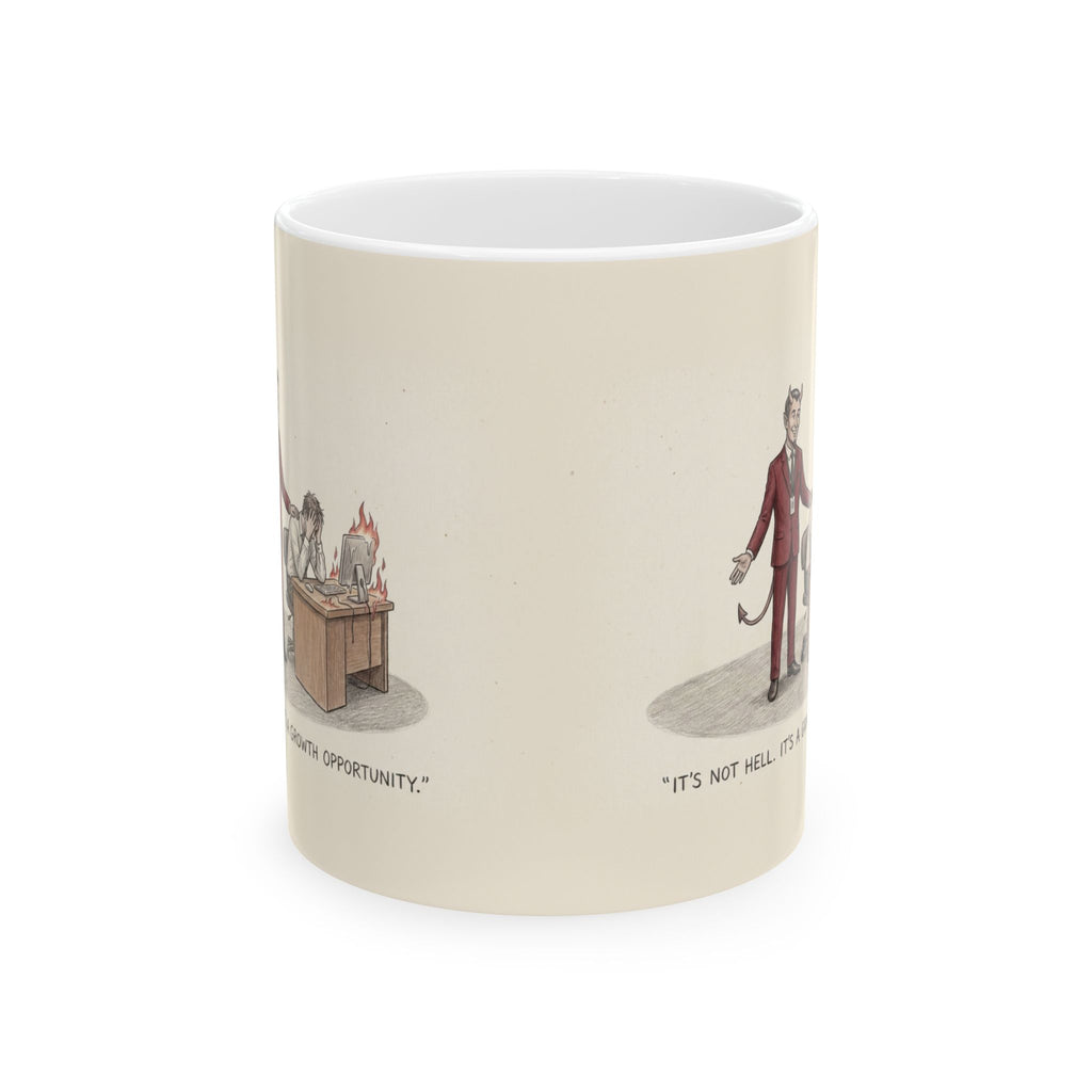 It's Not Hell It's a Growth Opportunity Ceramic Coffee Mug — Funny Corporate-Speak Office Mug (11oz, 15oz)