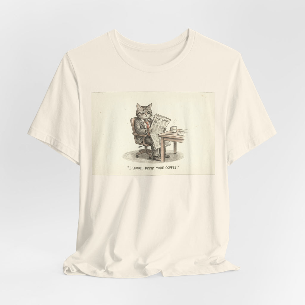 I SHOULD DRINK MORE COFFEE. — Business Cat Tee · Funny Office Humor Shirt