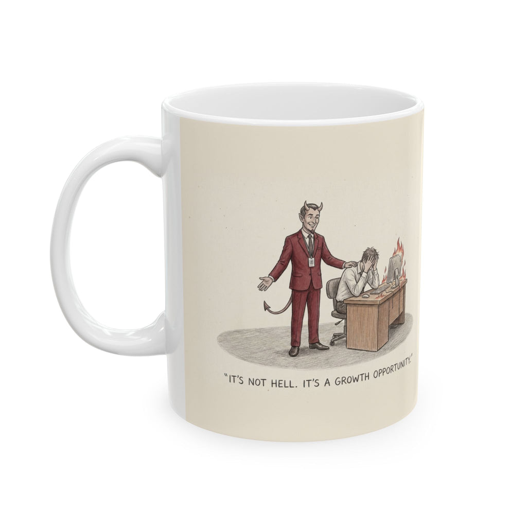 It's Not Hell It's a Growth Opportunity Ceramic Coffee Mug — Funny Corporate-Speak Office Mug (11oz, 15oz)