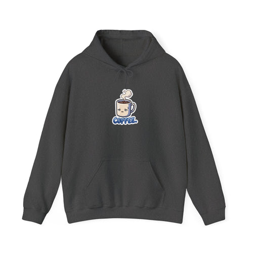 COFFEE. — Deadpan Mug Hoodie · Funny Office Humor Sweatshirt