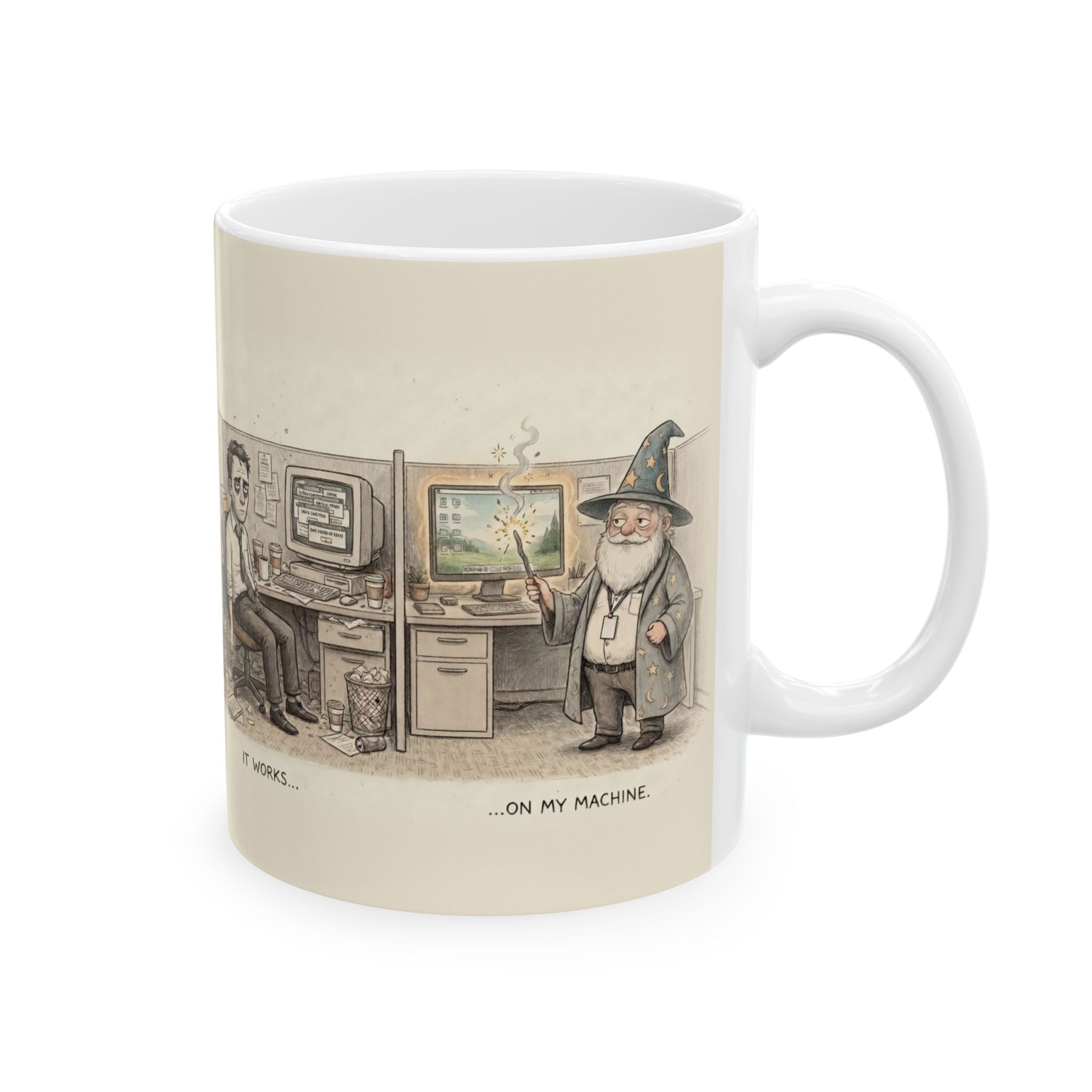 It Works On My Machine Ceramic Coffee Mug — Funny Developer Programmer Office Mug (11oz, 15oz)