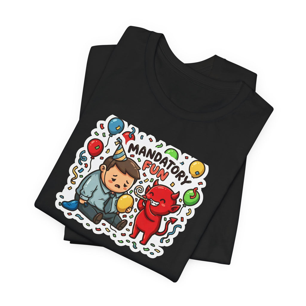 MANDATORY FUN. — Forced Morale Tee · Funny Office Humor Shirt