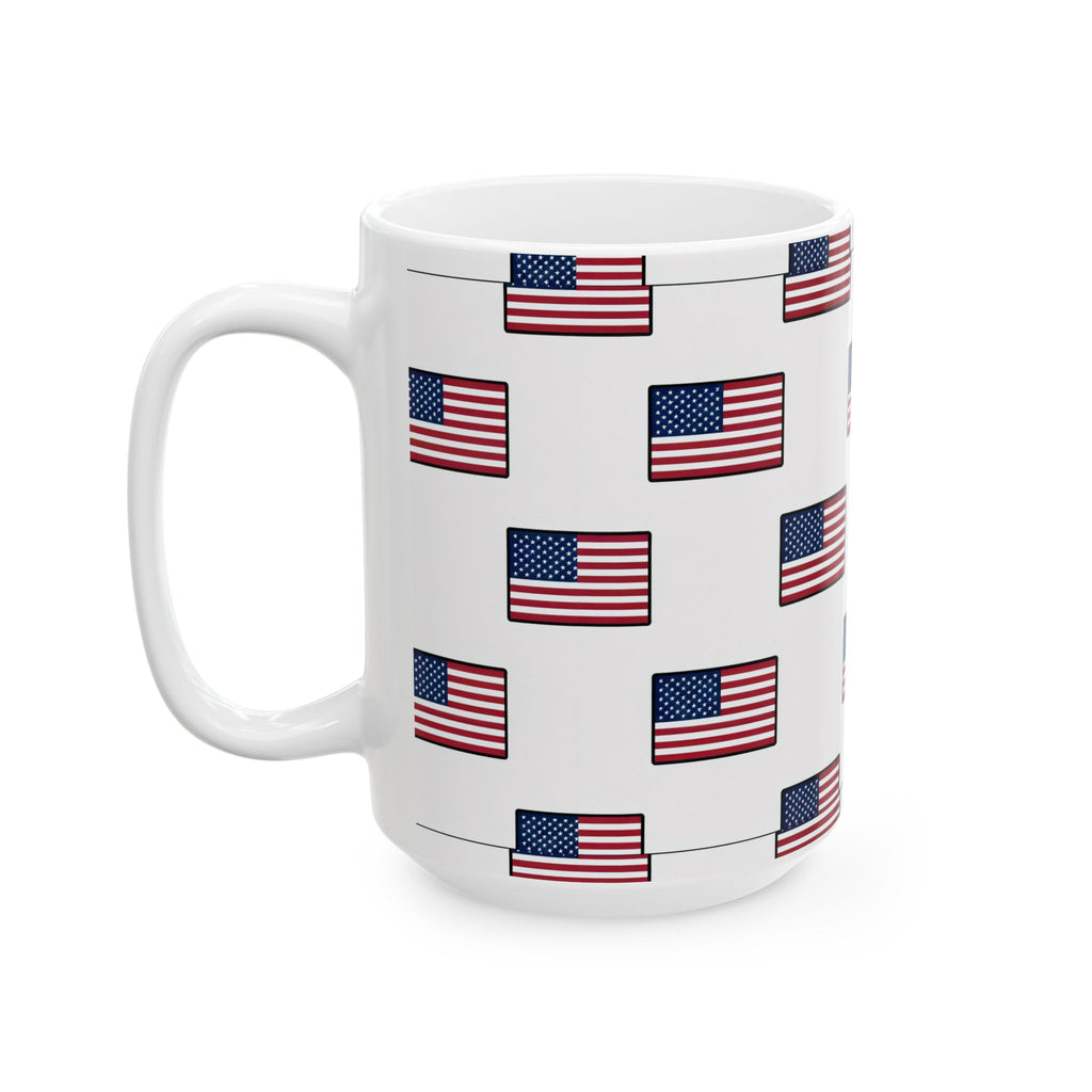 American Flag Pattern Ceramic Mug — USA Stars & Stripes Coffee Cup (11oz, 15oz)