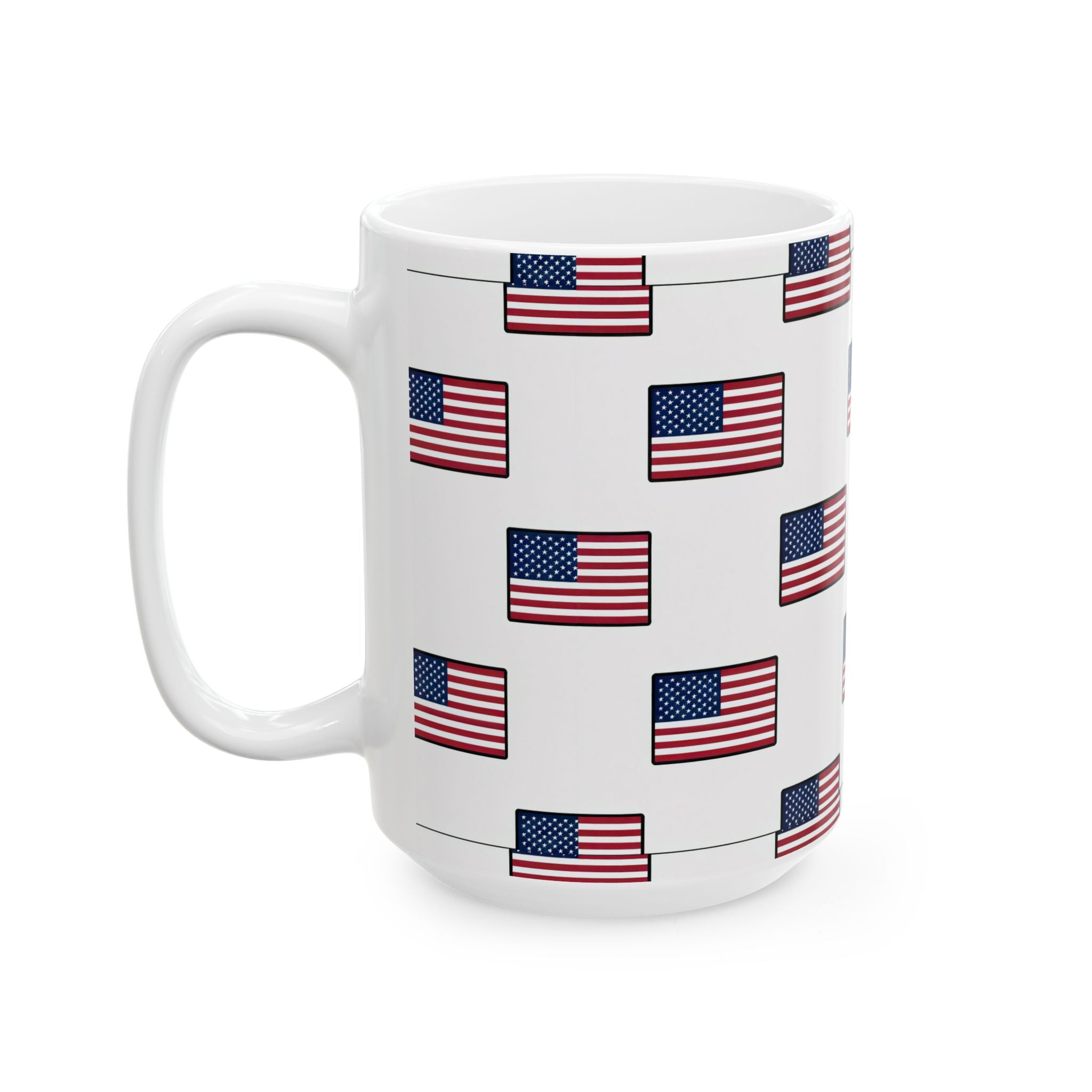 American Flag Pattern Ceramic Mug — USA Stars & Stripes Coffee Cup (11oz, 15oz)
