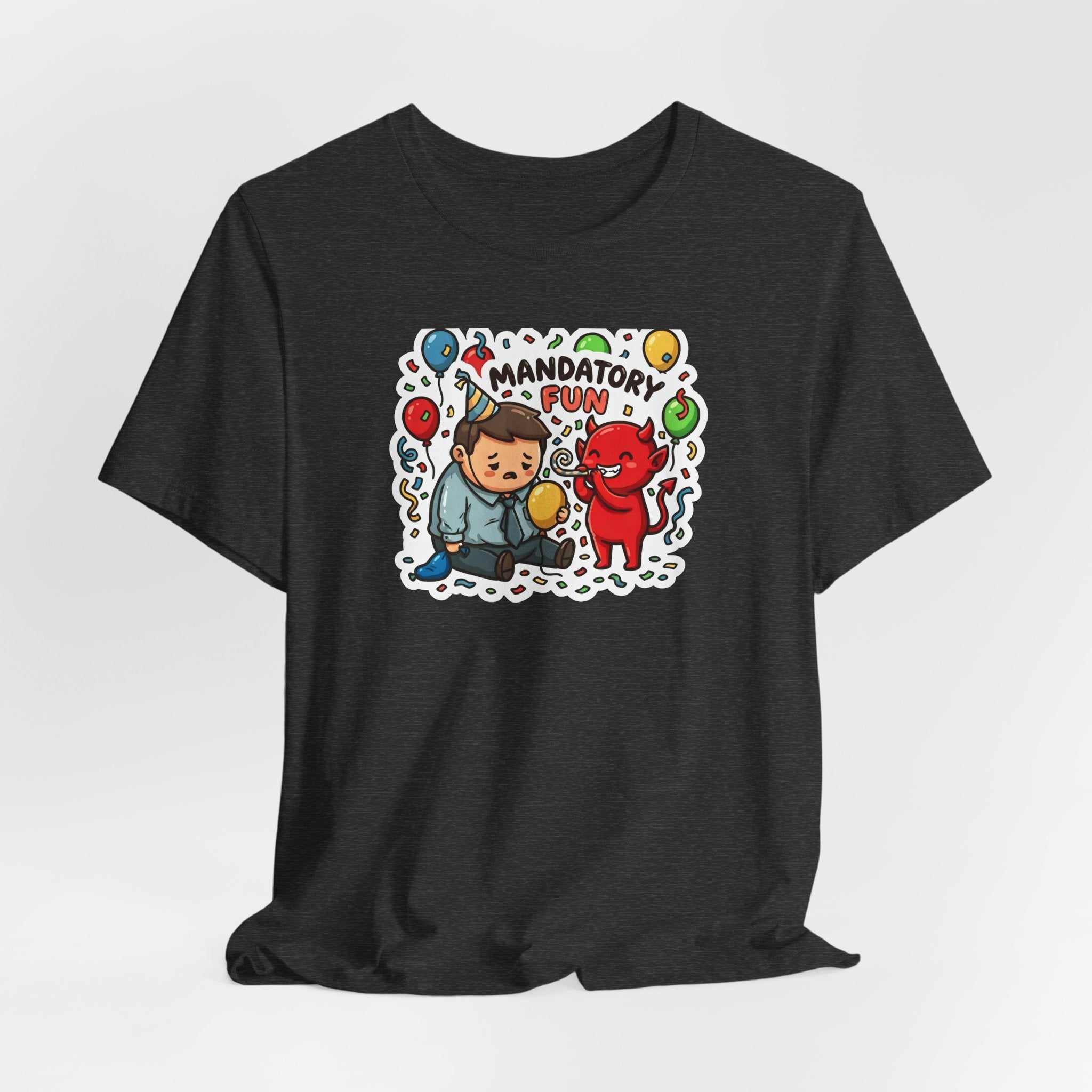 MANDATORY FUN. — Forced Morale Tee · Funny Office Humor Shirt