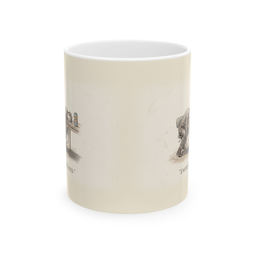 Energized Ceramic Coffee Mug — Deadpan Burnout Office Humor Mug (11oz, 15oz)