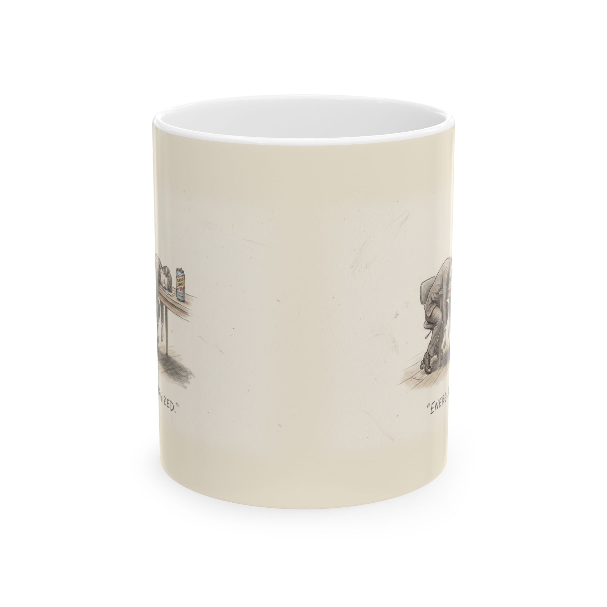Energized Ceramic Coffee Mug — Deadpan Burnout Office Humor Mug (11oz, 15oz)