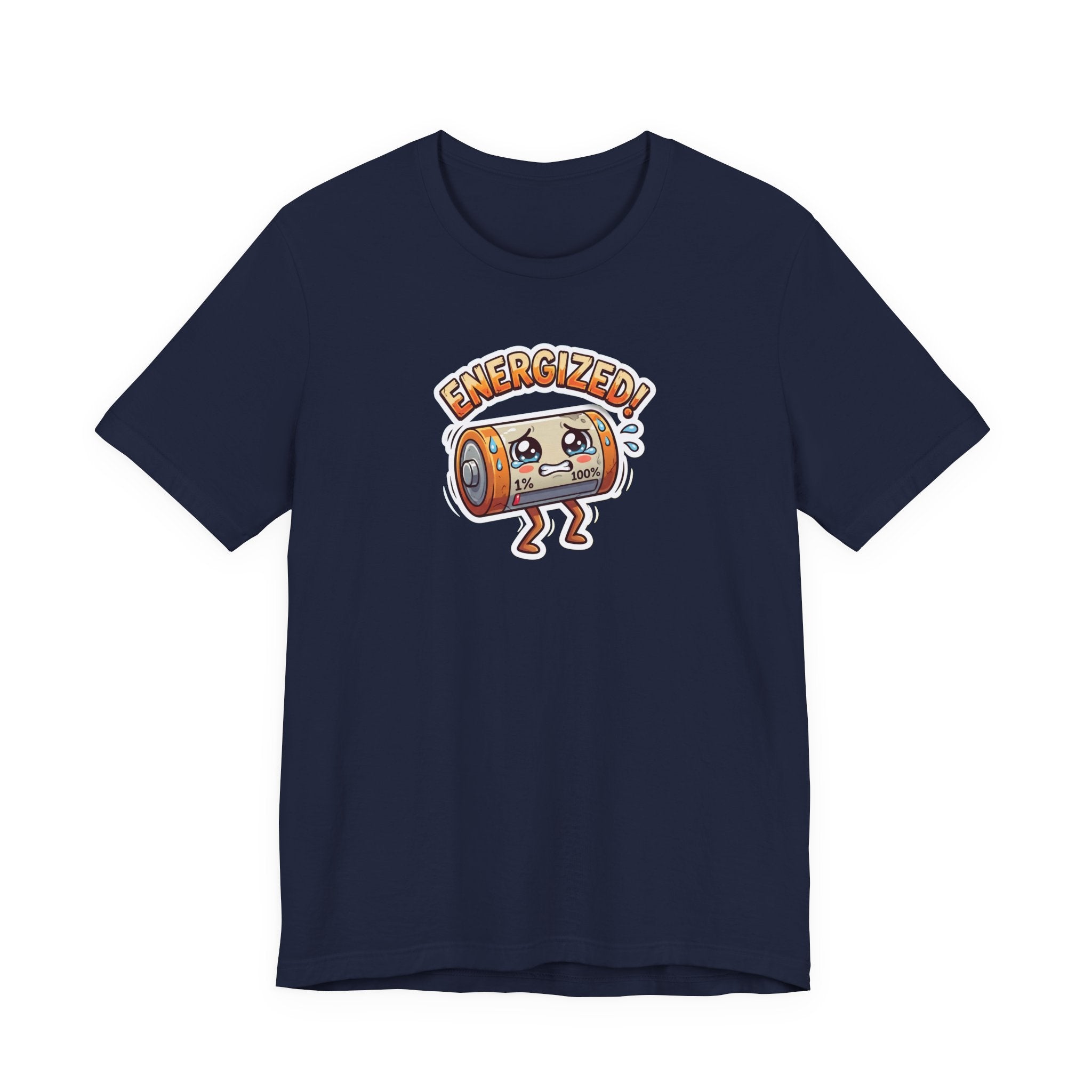 ENERGIZED! — Drained Battery Tee · Funny Office Humor Shirt