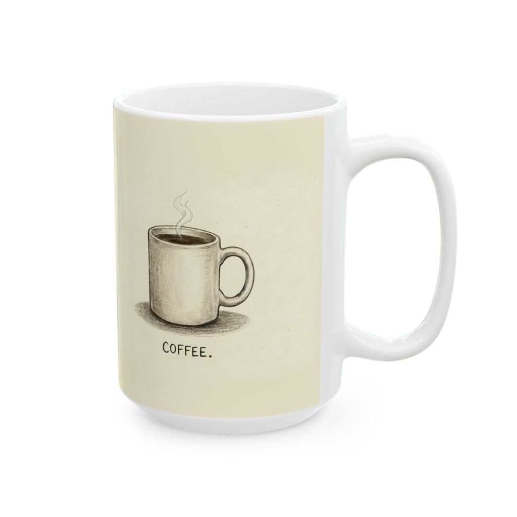 Coffee. Ceramic Coffee Mug — Minimalist Deadpan One-Word Office Mug (11oz, 15oz)