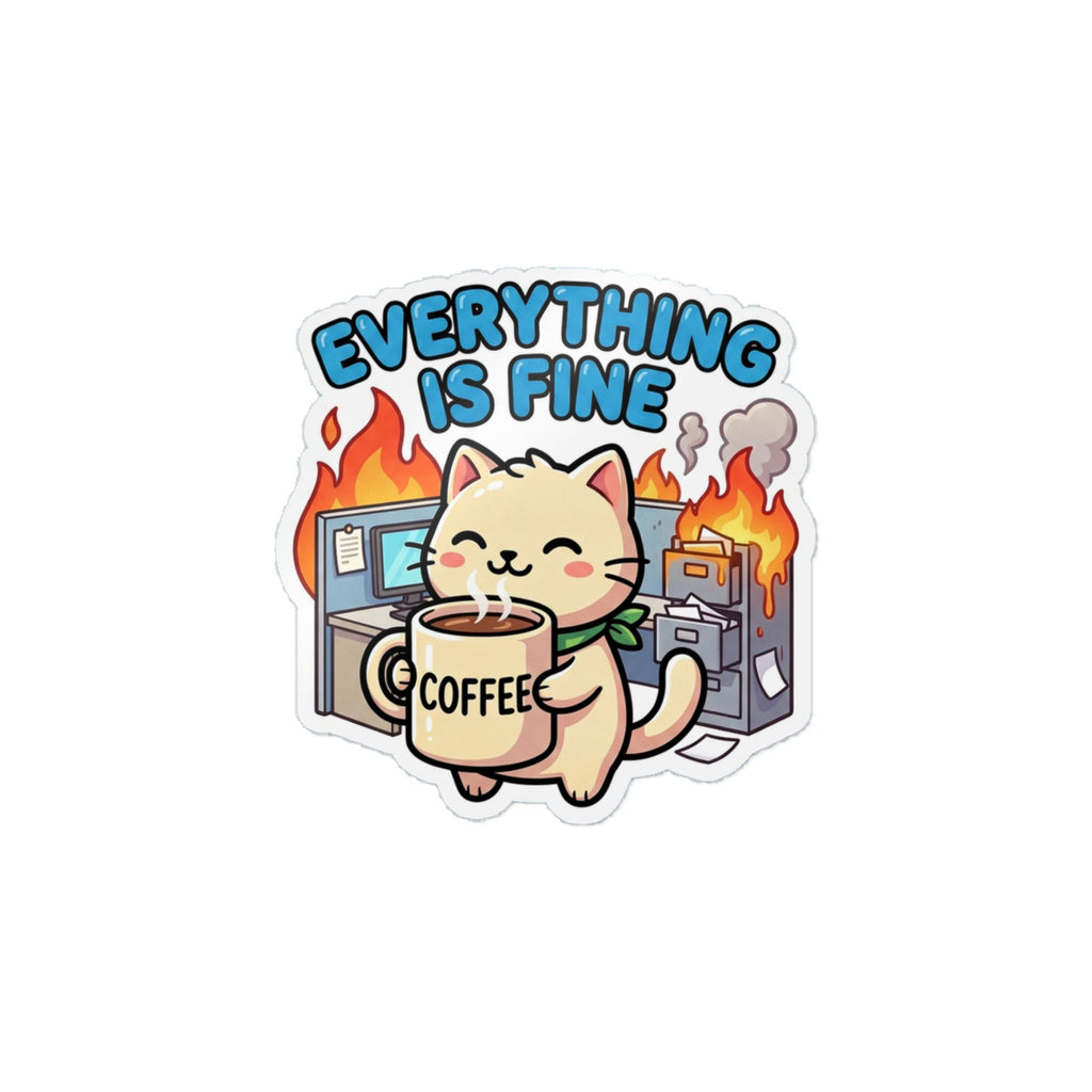 EVERYTHING IS FINE. — This Is Fine Die-Cut Sticker · Office Humor