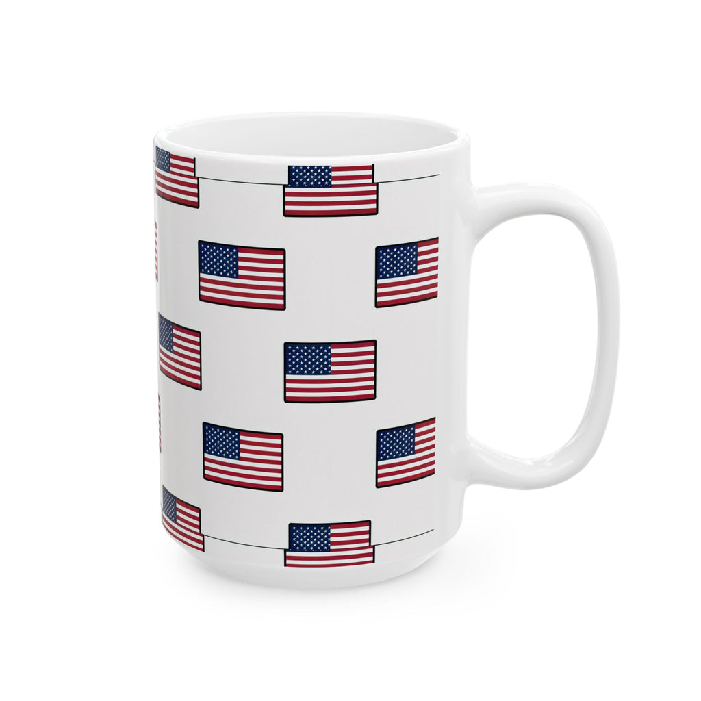 American Flag Pattern Ceramic Mug — USA Stars & Stripes Coffee Cup (11oz, 15oz)