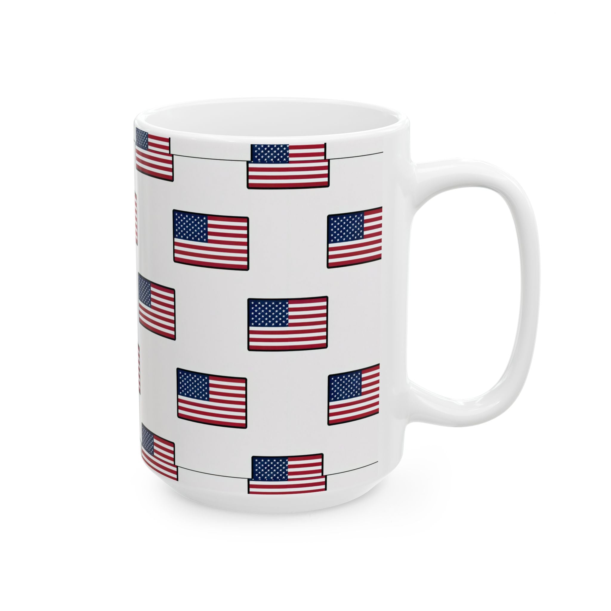 American Flag Pattern Ceramic Mug — USA Stars & Stripes Coffee Cup (11oz, 15oz)