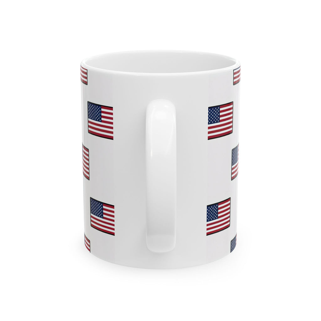 American Flag Pattern Ceramic Mug — USA Stars & Stripes Coffee Cup (11oz, 15oz)