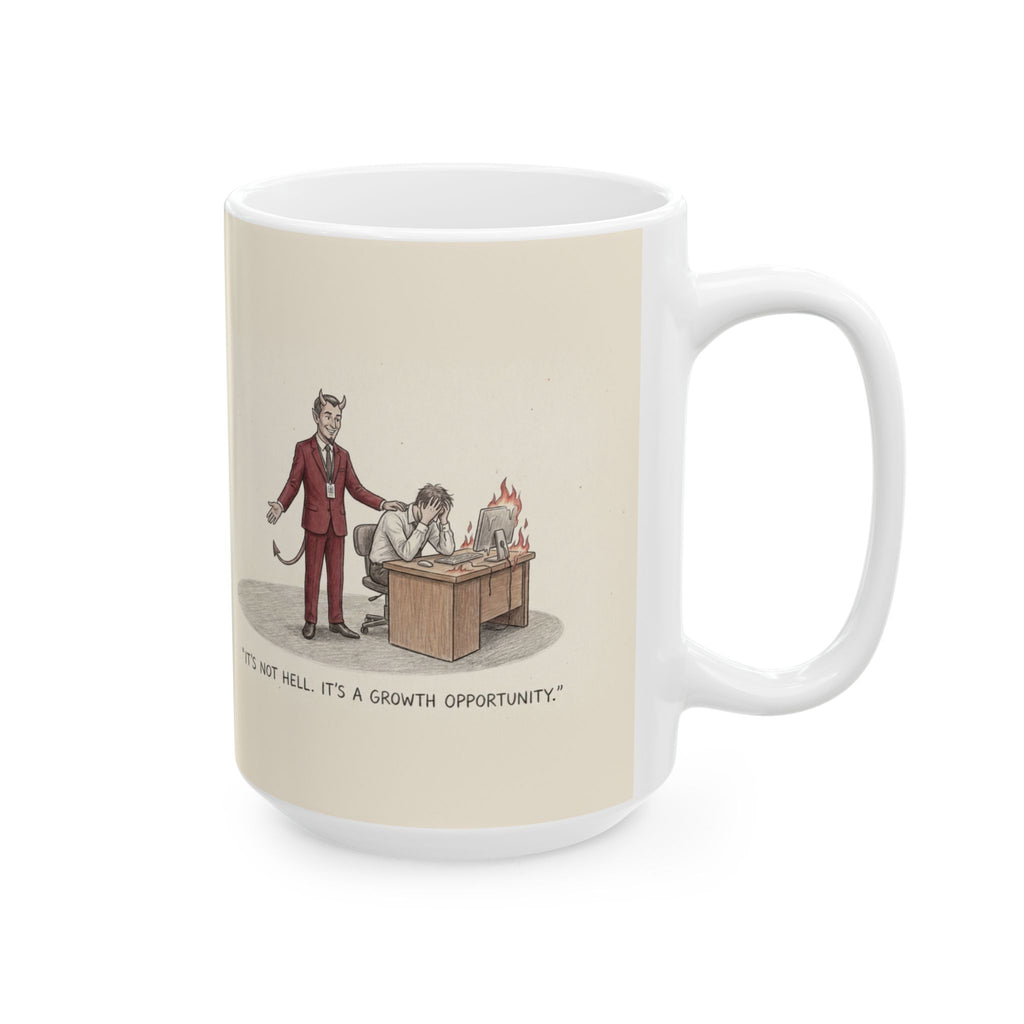 It's Not Hell It's a Growth Opportunity Ceramic Coffee Mug — Funny Corporate-Speak Office Mug (11oz, 15oz)