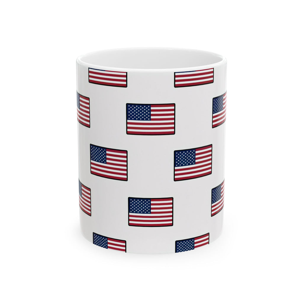 American Flag Pattern Ceramic Mug — USA Stars & Stripes Coffee Cup (11oz, 15oz)
