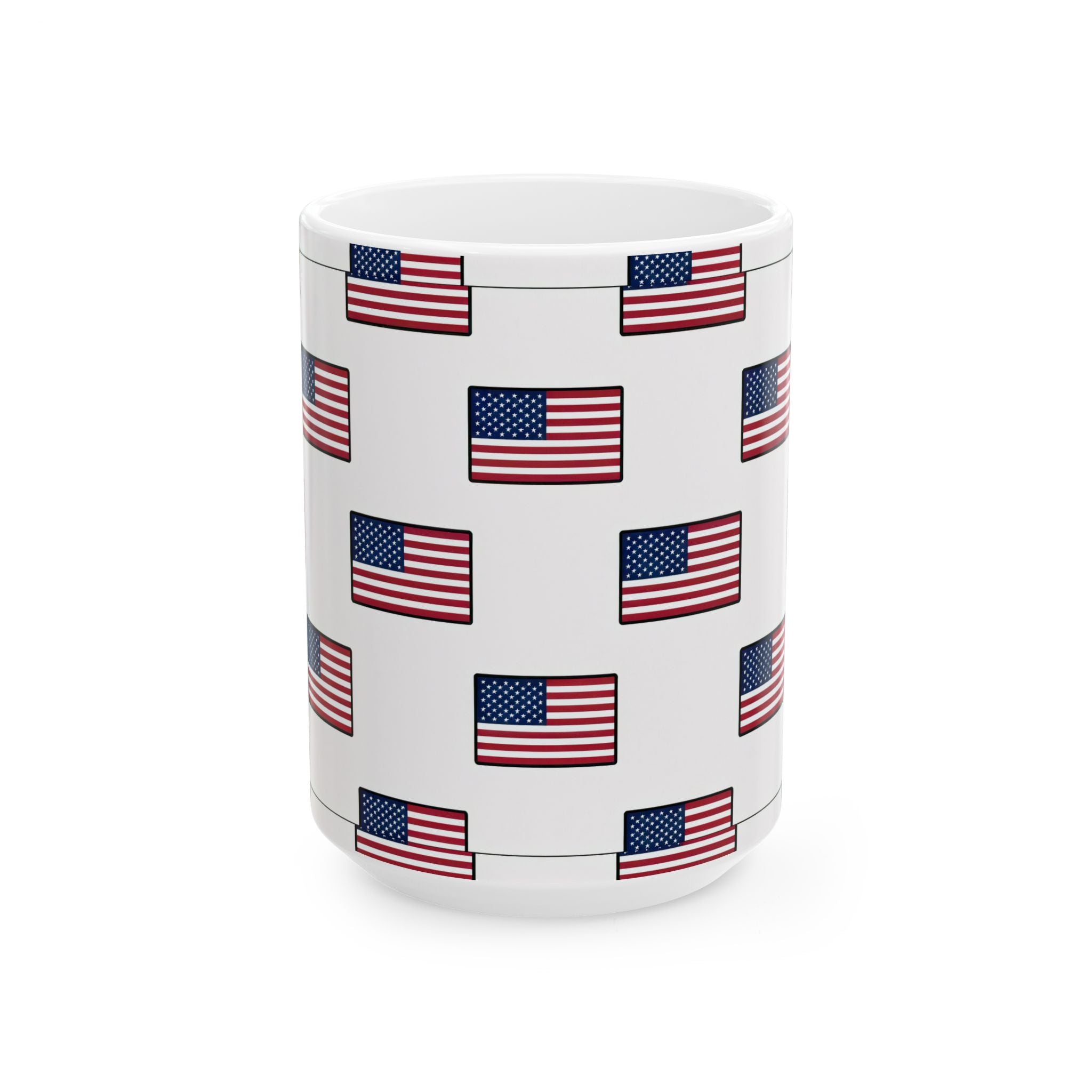 American Flag Pattern Ceramic Mug — USA Stars & Stripes Coffee Cup (11oz, 15oz)