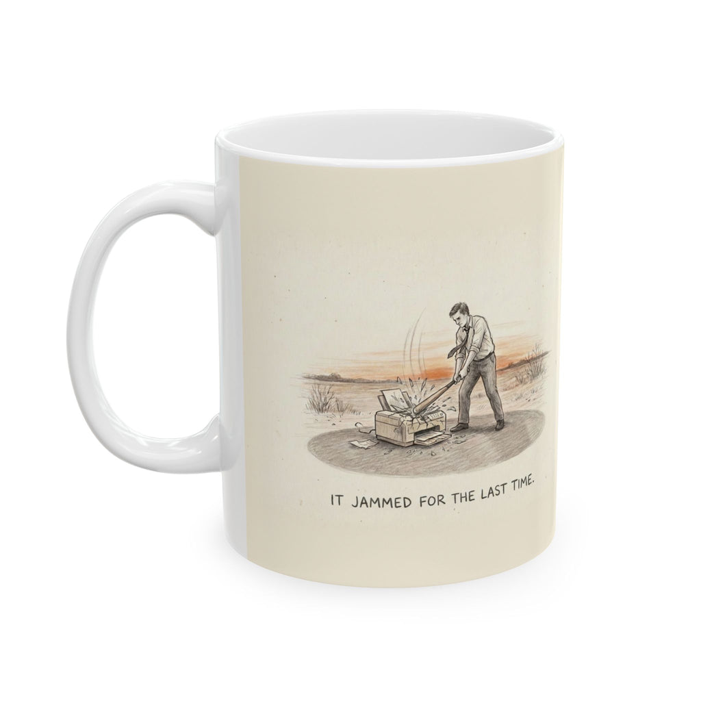It Jammed For The Last Time Ceramic Coffee Mug — Funny Office Printer Rage Mug (11oz, 15oz)