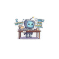 I WASN'T BUILT FOR THIS. — Stressed Robot Die-Cut Sticker (Blue Screen) · Office Humor
