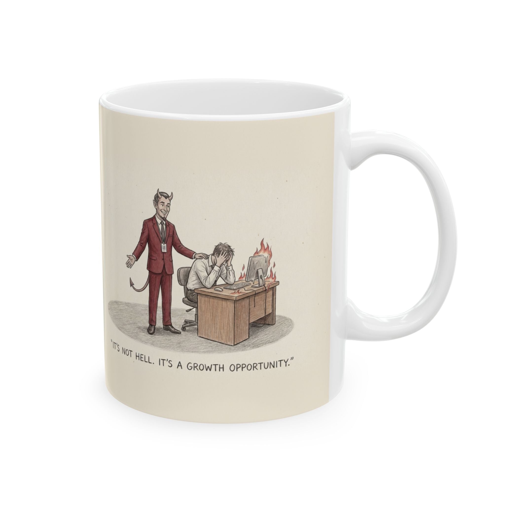 It's Not Hell It's a Growth Opportunity Ceramic Coffee Mug — Funny Corporate-Speak Office Mug (11oz, 15oz)