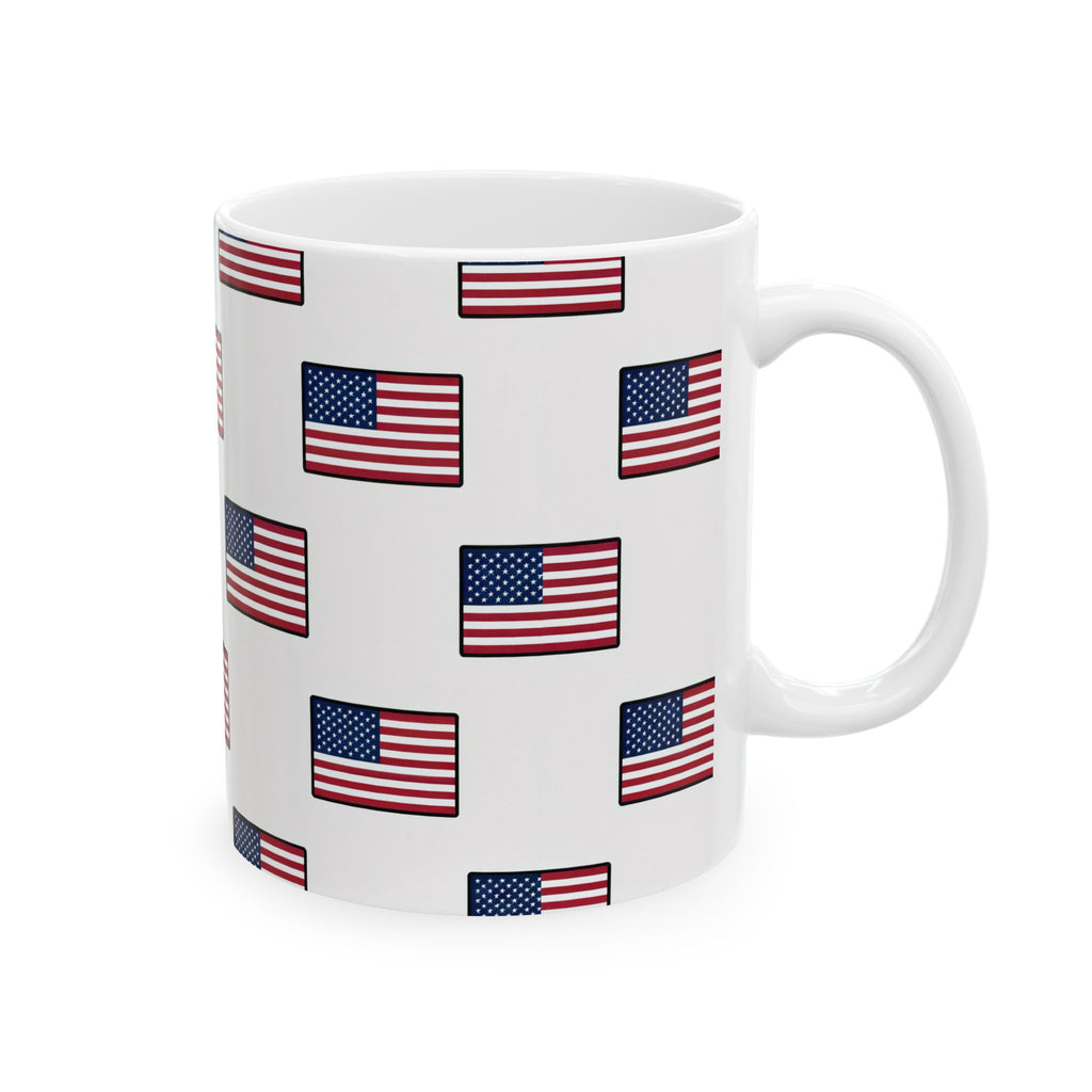 American Flag Pattern Ceramic Mug — USA Stars & Stripes Coffee Cup (11oz, 15oz)