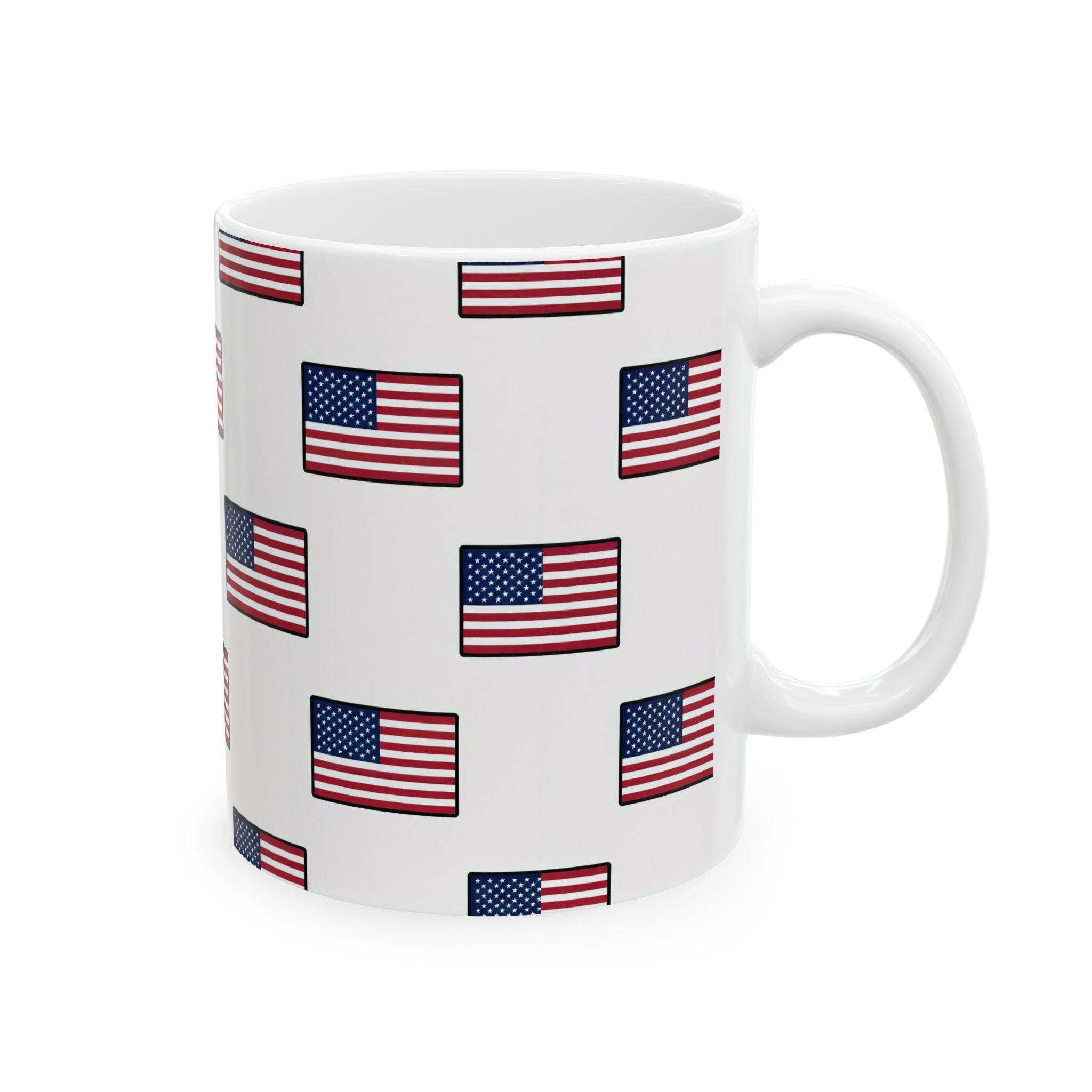American Flag Pattern Ceramic Mug — USA Stars & Stripes Coffee Cup (11oz, 15oz)