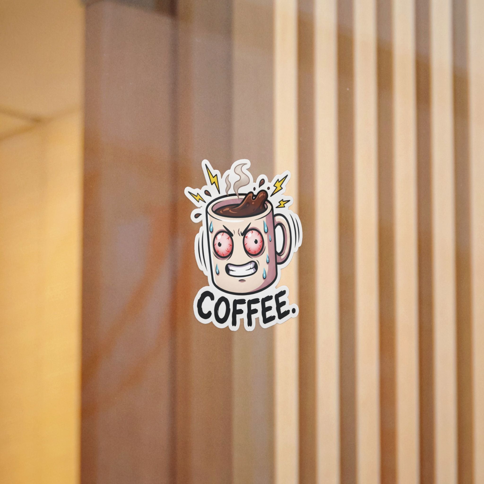 COFFEE. — Coffee Die-Cut Sticker (Design 3) · Office Humor