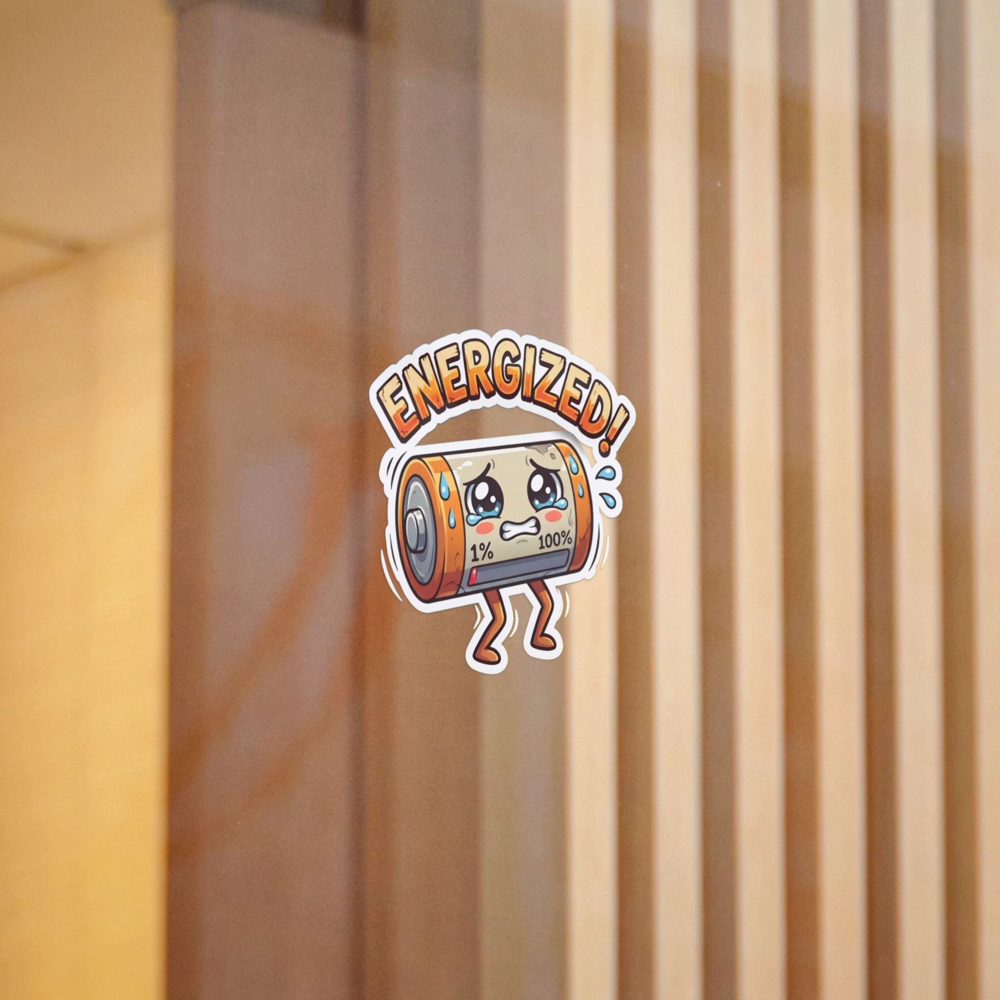 ENERGIZED. — Energized Die-Cut Sticker · Office Humor