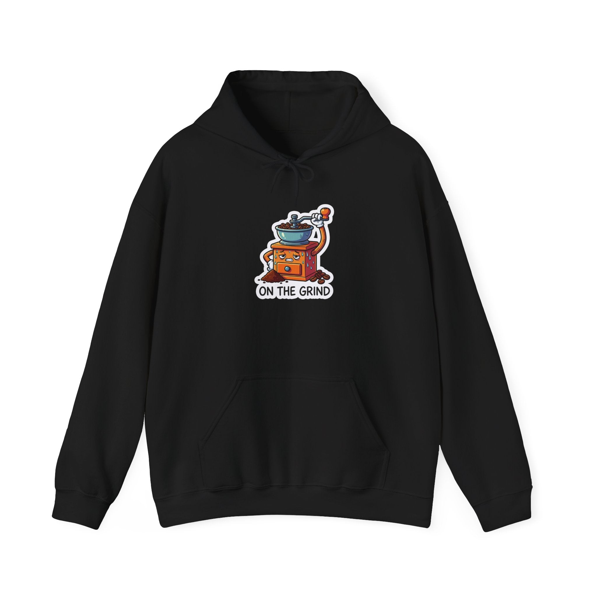 ON THE GRIND. — Coffee Grinder Hoodie · Funny Office Humor Sweatshirt