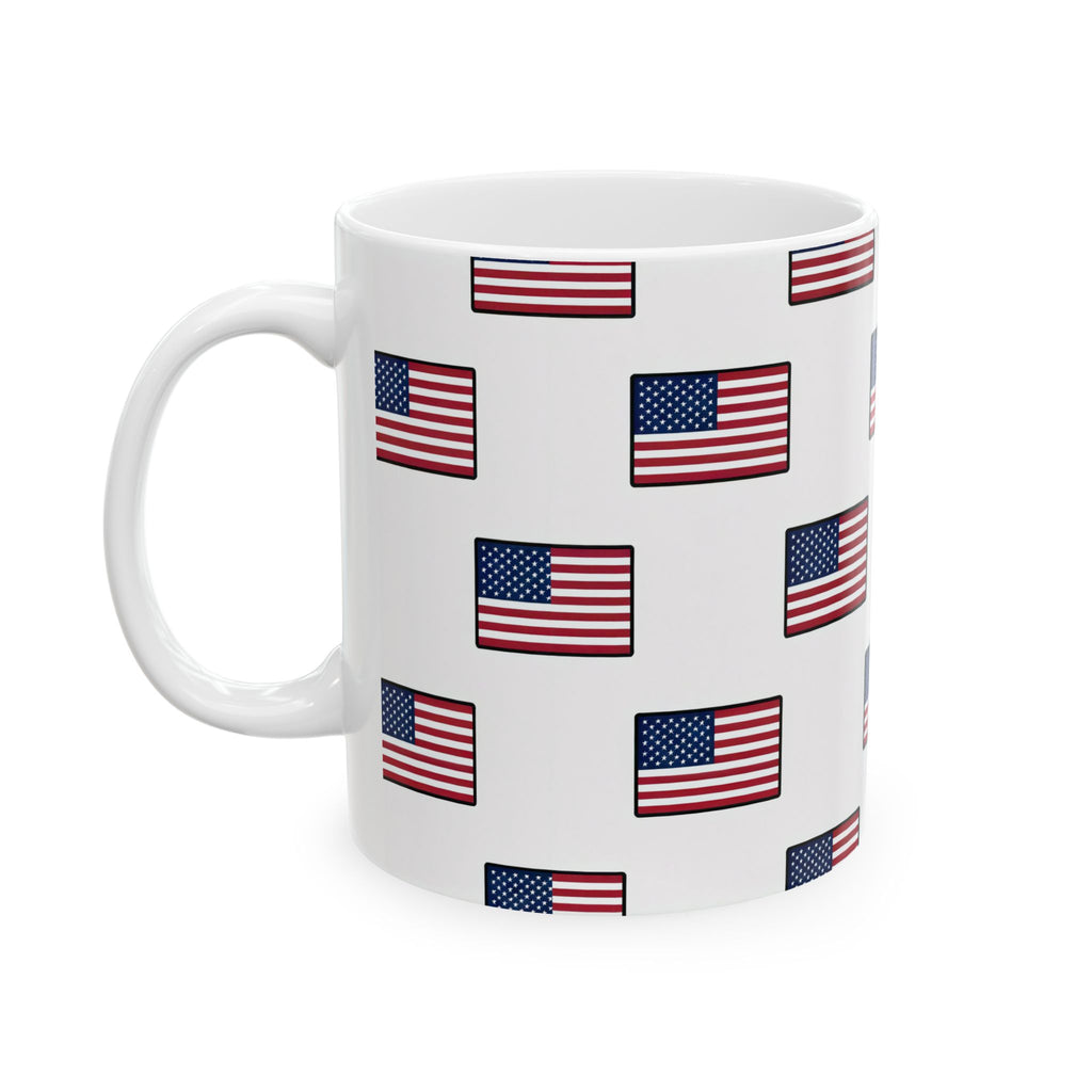 American Flag Pattern Ceramic Mug — USA Stars & Stripes Coffee Cup (11oz, 15oz)
