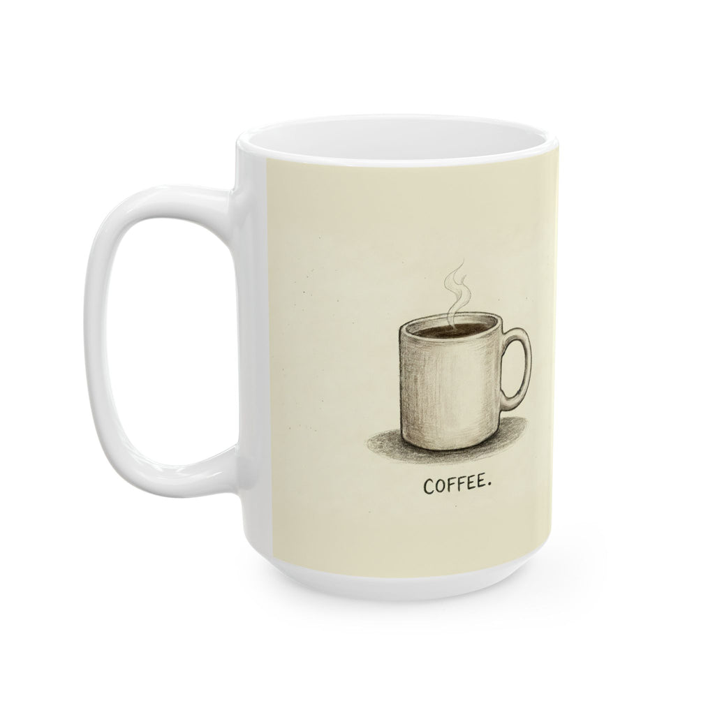 Coffee. Ceramic Coffee Mug — Minimalist Deadpan One-Word Office Mug (11oz, 15oz)